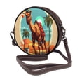 thumbnail image 2 of Zufioo Cool Camel Oasis Vibes Print Leather Shoulder Round Bag, Waterproof Leather Crossbody Bag, Detachable Shoulder Strap and Carrying Loop, Women's Luggage Accessories-One Size, 2 of 5
