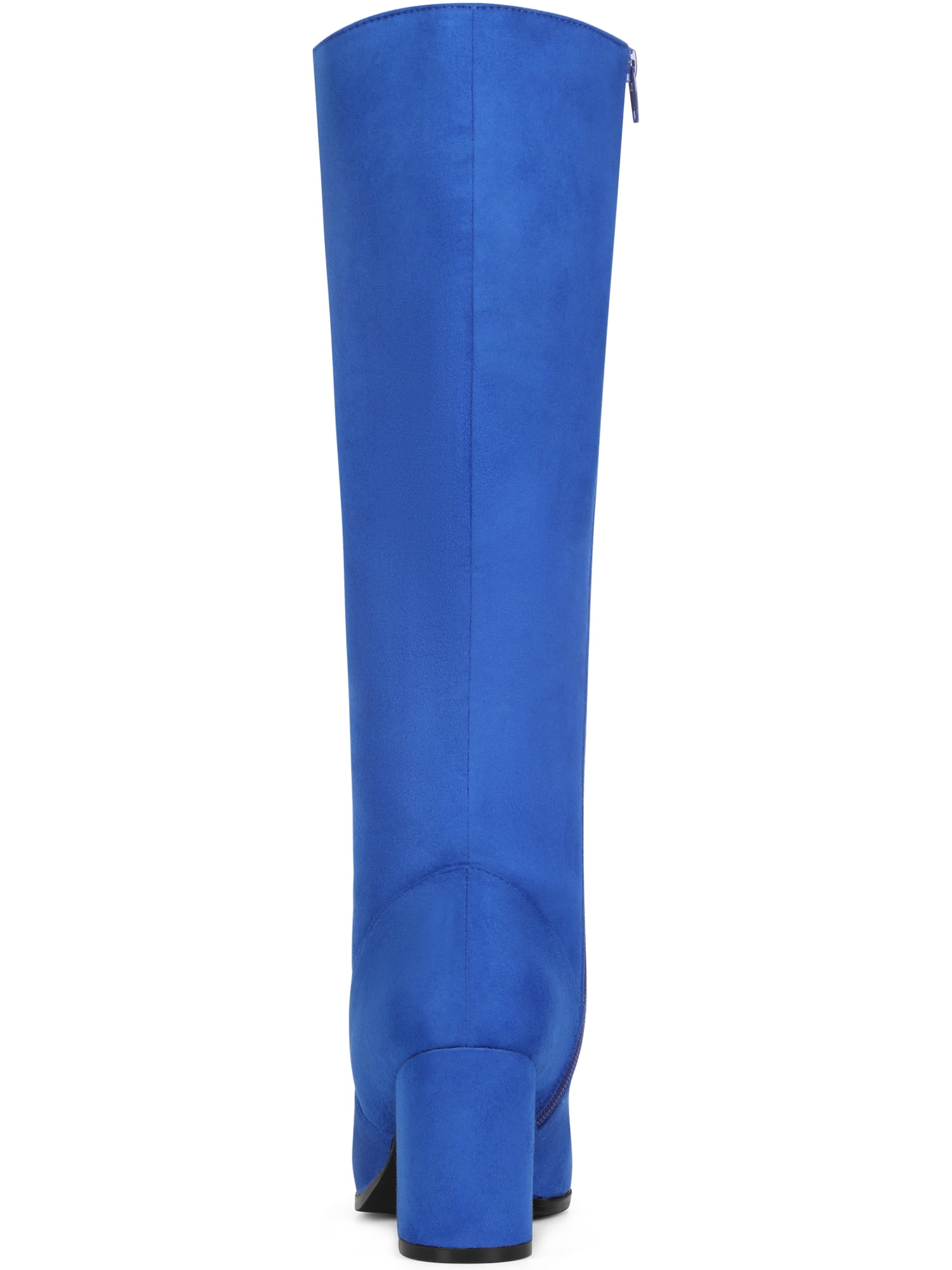 DARING DIVA Women's Stylish Side Zipper Chunky Heel Knee High Boots Royal Blue 7.5