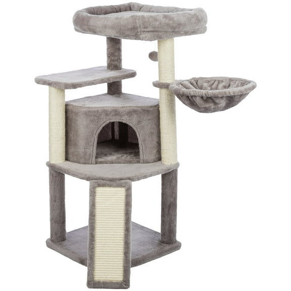 TRIXIE Adriana Plush & Sisal 2-Level 41.7" Cat Tree with Scratching Posts & Condo, Gray