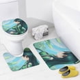thumbnail image 4 of Tsuyu Asui 4 Pcs Shower Curtain Sets with Rugs, Bath Mat, U Shape And Toilet Lid Cover Mat And 12 Hooks, Cartoon Bathroom Set with Shower Curtain And Rugs And Accessories, 4 of 8
