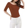 thumbnail image 3 of MODA NOVA Juniors Half Sleeves Scoop Neck Fitted Layering Top T-Shirt, 3 of 7