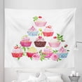 thumbnail image 1 of Dessert Tapestry, Pyramid of Cupcakes with Polka Dot Liners and Bloomed Pink Roses Fresh Pastries, Fabric Wall Hanging Decor for Bedroom Living Room Dorm, 5 Sizes, Multicolor, by Ambesonne, 1 of 1