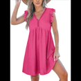 thumbnail image 2 of Vestido Tipo Cárdigan de Corta con Cuello en V y Ribete de Encaje, Color Rojo Rosa, Talla S, 2 of 7