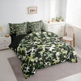 thumbnail image 3 of Manfei Cartoon Airplane Kids Twin Bedding Sets 7-Piece, Green Retro Camouflage Bedding Comforter Set, Boy Aircraft Vehicle Reversible Sheet Sets, Lightweight Room Decor, 3 of 7