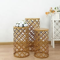 BalsaCircle 3 Gold Metal Round Mesh Pillar Cake Pedestal Stand Party Events Decorations