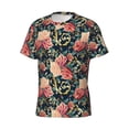 thumbnail image 5 of Vsdgher Rose Flowers Print Men's Dry Fit Mesh Athletic Shirts Moisture Wicking Tennis T-Shirt Tops, 5 of 9