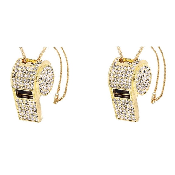 2X Whistle, Metal Crystal Rhinestone Shining Whistle with Keychain for Referees, Coaches, Teachers