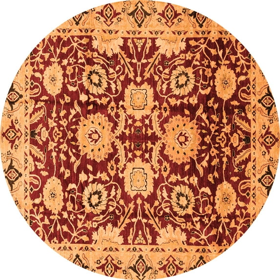 Ahgly Company Indoor Round Abstract Orange Modern Area Rugs, 3' Round