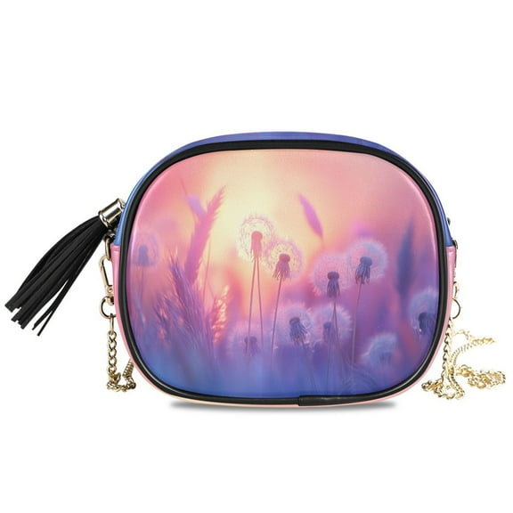 Womens Casual Chain Shoulder Bag Simple style Dandelions at Sunset Blurred Crossbody Bag