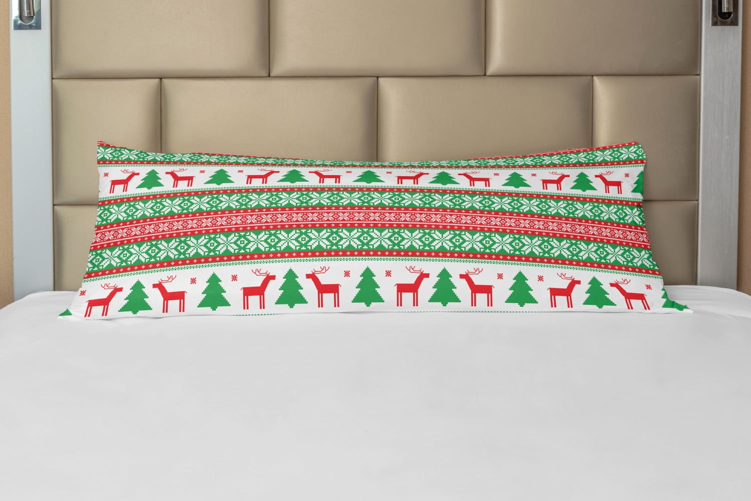 Christmas Body Pillow Case Cover with Zipper, Knit Style Graphic