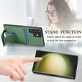 thumbnail image 4 of Magnetic Carbon Fiber Case for Samsung Galaxy S24 Ultra with Holder Kickstand, Fiber Texture Wallet Phone Case with Card Holder Durable Military Grade Protection Cover for Galaxy S24 Ultra, Green, 4 of 10