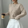 thumbnail image 4 of 1. Women's Embroidered Floral V-Neck Sweater Long Sleeve Oversized Knit Top Lace Trim, 4 of 8