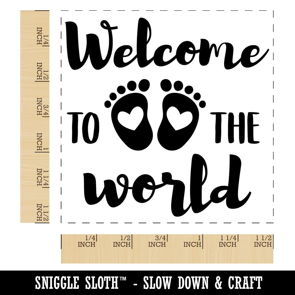 Welcome to the World Baby Shower Pregnancy Self-Inking Rubber Stamp Ink Stamper - Black Ink - Large 1-1/2 Inch