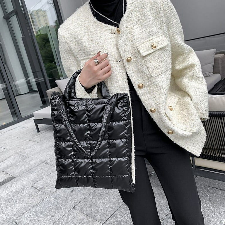 CoCopeaunt Big Nylon Tote Bags for Women Winter Style Space Cotton Shoulder Bag Casual Handbag Ladies Down Feather Padded Shopper Bag