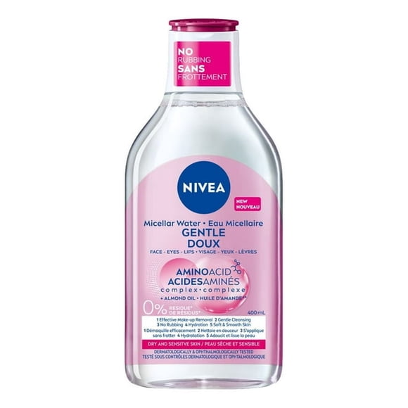 NIVEA Micellar Water Amino Acid Complex for Dry and Sensitive Skin, Cleanser and Makeup Remover, 400 ml