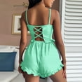 thumbnail image 5 of Summer Outfits for Women 2024 Sleeveless Round-Neck Blouses & Shirts Sets Women 2 Piece Outfit Set Sleeveless Tops Short Pants Nightshirt Homewear Pajamas Cute Summer Outfits Green l, 5 of 5