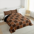 thumbnail image 3 of jejeloiu Black Geometric Plaid Queen Comforter Set,Modern Minimalist Geometric Bedding Sets,Brown Checkerboard Grid Bedding Comforter Set For Teens,Ultra Soft Home Decor Reversible,3pcs, 3 of 8