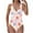 Pink#2, variant on Xuniizn Womens One Piece Swimsuits Floral Print V Neck High Cut Tummy Control Bathing Suits with Padded Trendy Slim Backless Swimwear, S-2XL