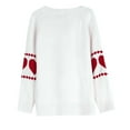 thumbnail image 4 of Women Cute Heart Sweaters Long Sleeve Valentines Day Sweater Crew Neck Casual Ribbed Knit Pullover Top White, M, 4 of 5