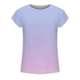 thumbnail image 4 of USSUMA Womens Summer Tops and Blouses Trendy Round Neck Ombre Gradient T-Shirts for Women Dressy Casual Short Sleeve Cute Tie Dye Basic Shirt Tunics Plus Beach, 4 of 5