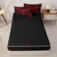 thumbnail image 4 of Feelyou Gothic Spooky Bat Zipper Queen Comforter Set with Fitted Sheet and 2 Pillowcases, Red Tribal Halloween Zipper Bedding Set, Black Reversible, 4 Pieces, 4 of 7