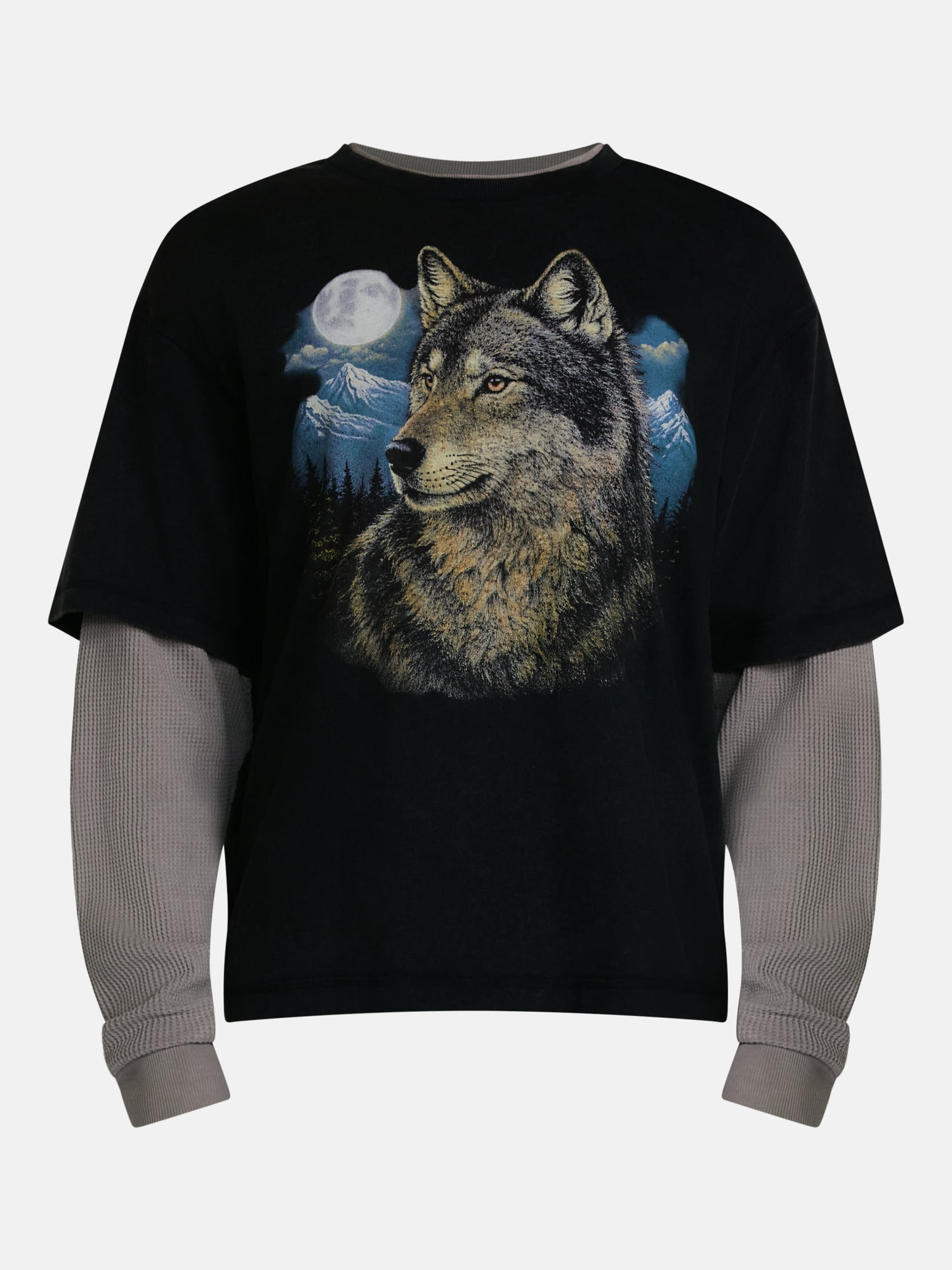 No Boundaries Layered Look Graphic Tee with Long Sleeves, Men’s & Big Men’s XS-4XLT