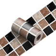 thumbnail image 3 of 2 Rolls Peel and Stick Wallpaper Border,Square Tile Pattern Self Adhesive PVC Wallpaper Decorative for Bedroom Kitchen Living Room Home Decor, 3 of 7