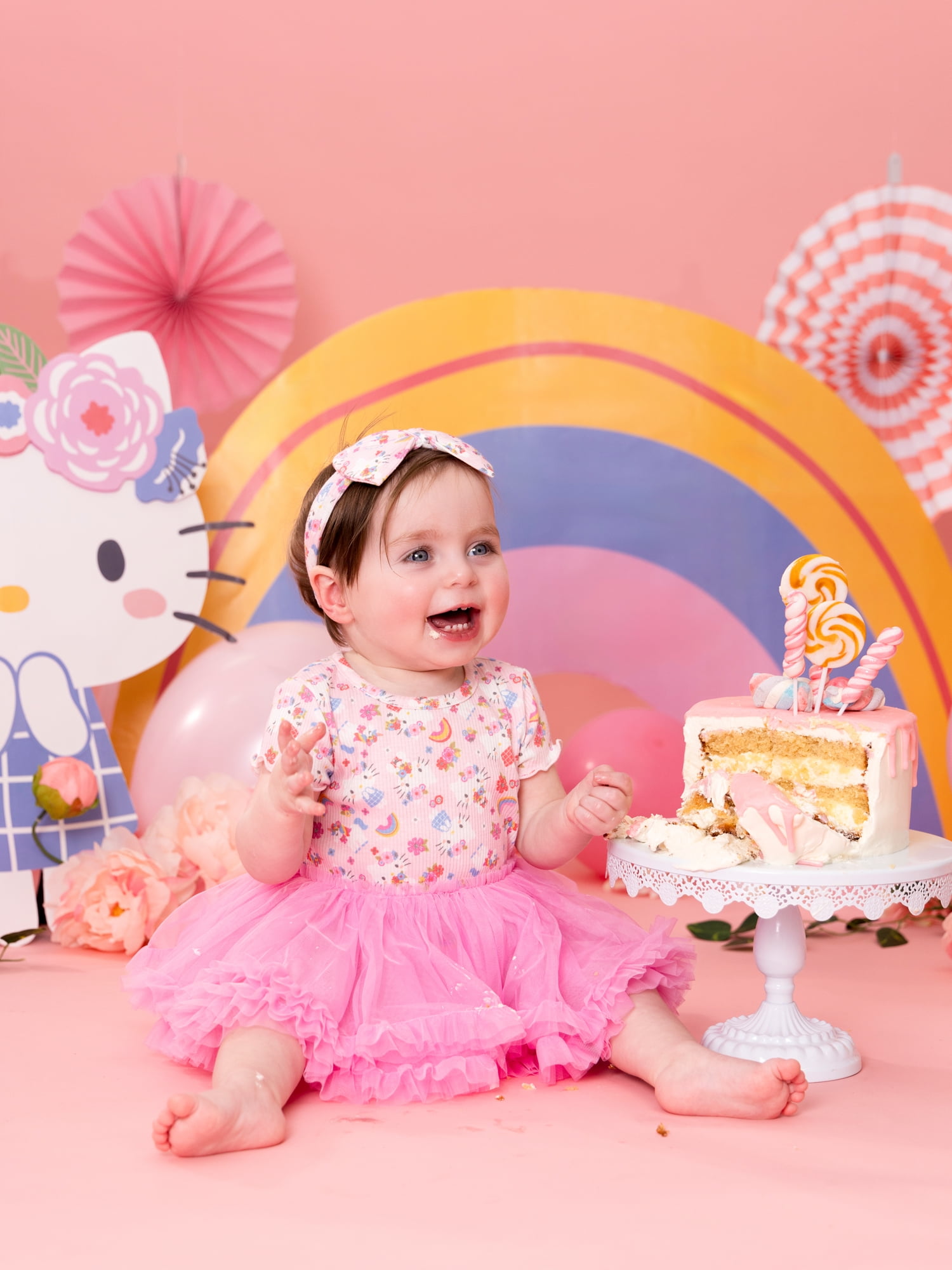 Hello Kitty Baby Girl Allover Print Tutu Dress with Matching Bow Headband, Sizes 0/3M-24M