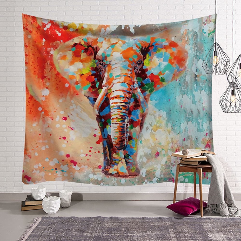 Grande Nappe Batik éléphants - Bohême Hippie Chic - 223x270 Cm - Coton