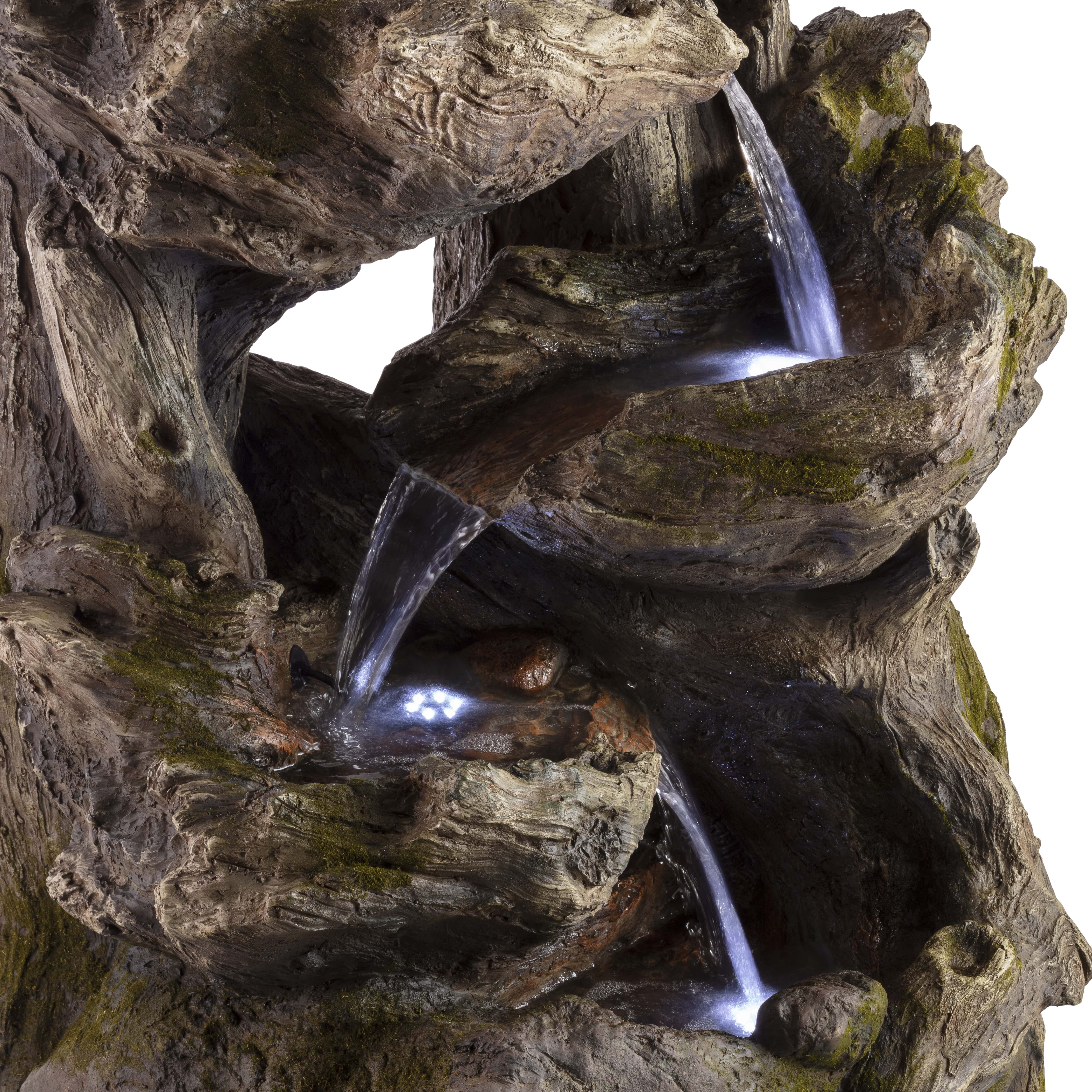 Alpine Corporation 5-Tier Outdoor/Indoor Rainforest Rock Water Fountain with LED Lights