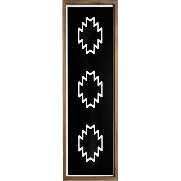 flangairy Aztec Wall Decor, 31×9 Inches Wood Western Long Narrow Wall Art Vertical Framed, Boho Living Room Hallway Farmhouse Country Home Black White Decorations