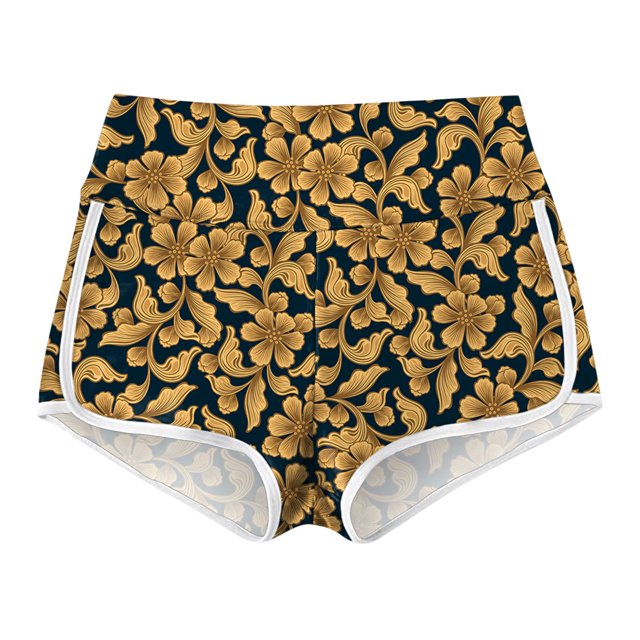 Gibobby Shorts Gym Mujer Pantalones elásticos para mujer, mallas deportivas de cintura elástica, pantalones de Yoga estampados(Amarillo, XXL)