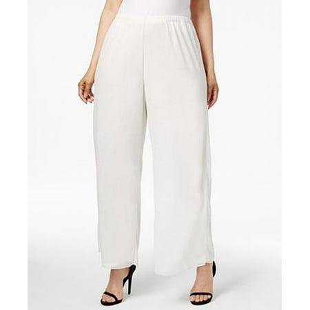 msk sparkle ivory mesh 2x leg pants wide plus dress