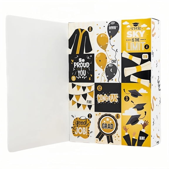 12 Days Graduation Advent Calendar Empty Gift Box, 2026 New Luxury Paper Grad Box, Fill It Yourself Surprise Gift Packaging for Graduation, Graduation Cap Gift Box