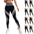 thumbnail image 2 of Color Block Leggings for Women Stretch High Waisted Buttery Soft Yoga Pants No See Through Running Athletic Tights, 2 of 8