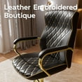 thumbnail image 6 of Ninecer Black and Gold Office Chair with Soft Leather Embroidery, Mid Back Vintage Swivel Executive Desk Chair with Wheels and Padded Arms, Adjustable Height, 6 of 7