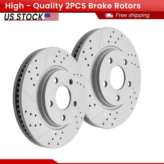 ACB ZONE Front Brake Rotors Set for Buick Lacrosse Allure Pontiac Grand Prix Montana, Drilled & Slotted Disc Rotors Kit (580188LR)