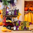 thumbnail image 4 of CHAO Juego de 2 decoraciones de madera para Halloween, fantasma festivo, decoración creativa de fantasma, decoración de calabaza con alfabeto de madera, 4 of 5