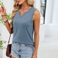 thumbnail image 4 of Miluxas Women's Sleeveless Tops, Casual Summer Loose Fit T Shirts Solid Color Scoop Neck Tunic Tank Tops Dark Blue, 4 of 9