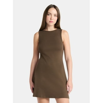 No Boundaries Juniors' Mock Neck Trapeze Dress - Walmart.com