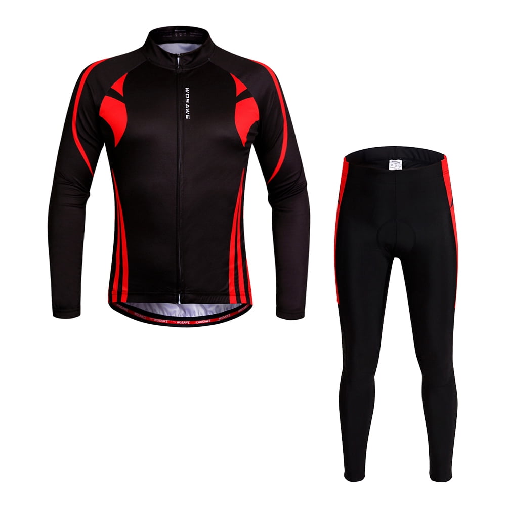 Autumn Cycling Men/'s Long Sleeve Zipper Jersey 3D Gel Pad Pants Quick Dry Suits