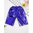 thumbnail image 4 of Xnihocha Kids Shiny Metallic Dance Shorts Rave Disco Booty Shorts Girls Boys Hip Hop Dancing Short Blue 150, 4 of 7
