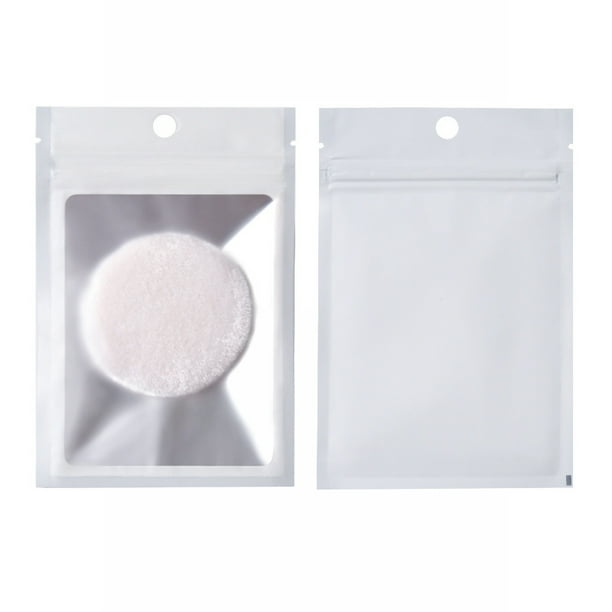 100 bolsas resellables para joyería, embalaje de alimentos, mini bolsas de plástico transparente resellables para pendientes, collares, embalaje de alimentos, blanco, 7 x 10 cm