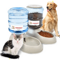 thumbnail image 5 of 2 Pack Automatic Cat Feeder and Water Dispenser in Set Pet Food Bowl for Small Medium Dog Pets Puppy Kitten Big Capacity 1 Gallon x 2 (Cream), 5 of 10
