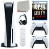 Sony Playstation 5 Disc Version (Sony PS5 Disc) with White Extra Controller, Headset, Media Remote, Call of Duty: Vanguard and Microfiber Cleaning Cloth Bundle