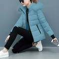 thumbnail image 6 of Giftesty Women's Fall Winter Warm Cotton Padded Solid Color Removable Hood Long Sleeve With Pockets Casual Jacket Outerwear for Daily Wear, 6 of 7