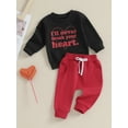 thumbnail image 4 of Elippeo Toddler Boy Valentine's Day Clothes 6M 12M 18M 24M 3Y Letter Print Long Sleeve Tops Pants Fall 2Pcs Outfit, 4 of 9