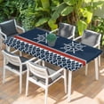 thumbnail image 2 of Navy Blue Coastal Table Cloths for 6 Foot Rectangle Tables, Nautical Ocean Sea Rudder Abstract Art Patio Waterproof Elastic Fitted Tablecloths, Washable Rectangular Table Cover for Camping, 2 of 8