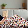 thumbnail image 3 of Rooster Soft Flannel Fleece Throw Blanket, Continuous Domestic Farm Animal Bird Irregular Repetition, Cozy Plush for Indoor and Outdoor Use, 50" x 60", Charcoal Grey Vermilion, by Ambesonne, 3 of 5