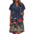 thumbnail image 1 of Vestidos casuales de verano para mujer, túnica de fiesta, columpio, cuello en V informal, vestidos de mujer sólidos con bolsillos Pompotops  ghjkhdj15519, 1 of 8